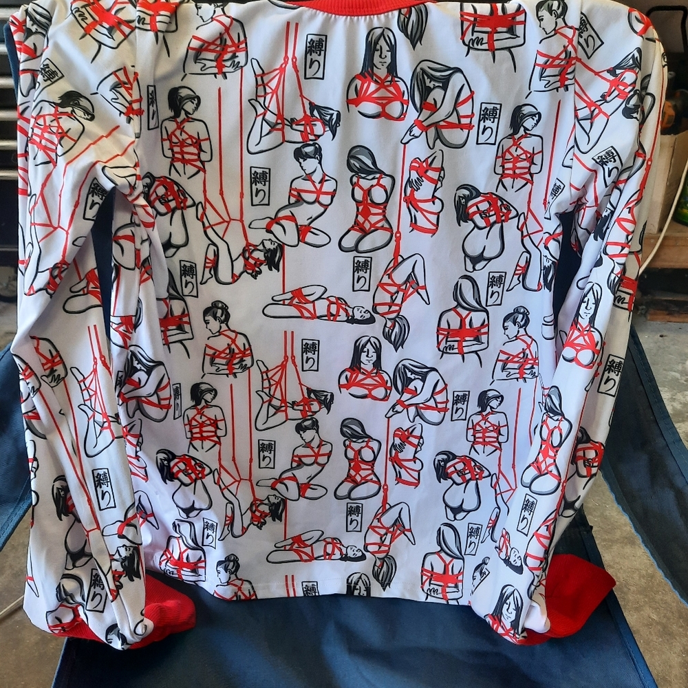 NEW L Red white & black Shabari pajama shirt